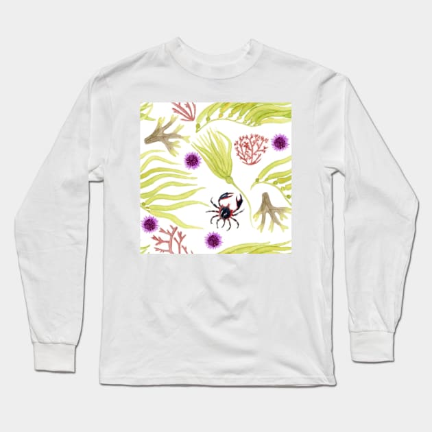 Watercolor Seaweed and Kelp Pattern Long Sleeve T-Shirt by paintedpansy